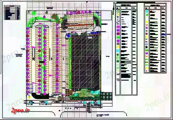 دانلود نقشه ساختمان اداری - تجاری - صنعتی پارکینگ و محوطه منطقه طراحی ساختمان شرکت های بزرگ 100 در 127 متر (کد71765)