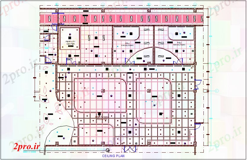 دانلود نقشه بیمارستان -  درمانگاه -  کلینیک طرحی سقف زایشگاه (کد71767)