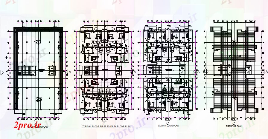 دانلود نقشه مسکونی  ، ویلایی ، آپارتمان  آپارتمان جزئیات تخت (کد71780)