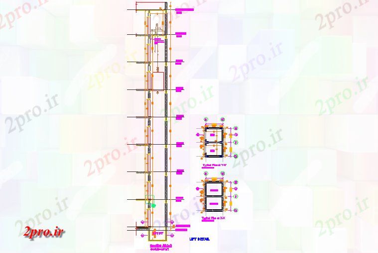 دانلود نقشه جزئیات ساخت و ساز طرحی آسانسور و بخش جزئیات (کد71785)