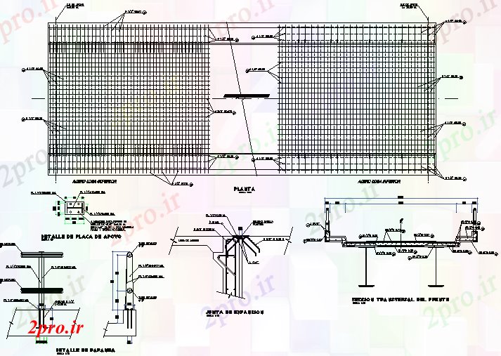 دانلود نقشه جزئیات ساخت و ساز baranda جزئیات و بخش عرضی از پل (کد71809)