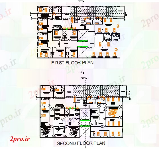 دانلود نقشه بیمارستان -  درمانگاه -  کلینیک طرحی بیمارستان تجاری طبقه اول و طبقه دوم طرحی جزئیات  (کد71841)