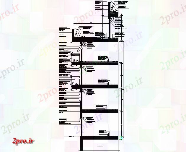 دانلود نقشه جزئیات ساخت و ساز دیوار در ستون جزئیات (کد71852)