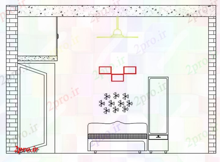 دانلود نقشه حمام مستر  از اتاق داخلی نما مقطعی از اتاق نشان دیدگاه داخلی اتاق خواب از جمله جزئیات از کابینه tv و واحد تلویزیون (کد71864)