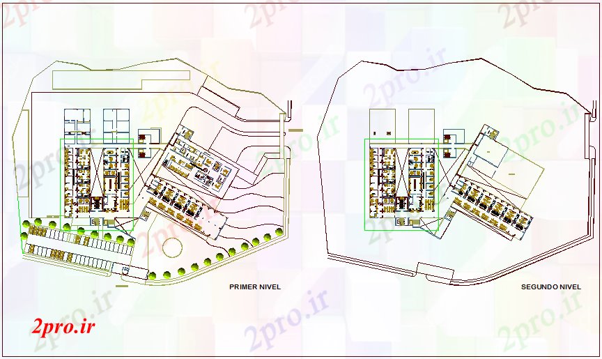 دانلود نقشه بیمارستان -  درمانگاه -  کلینیک اولین و طرحی طبقه دوم بیمارستان (کد71920)