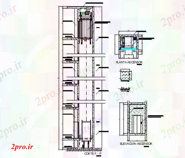 دانلود نقشه جزئیات ساخت و ساز جزئیات آسانسور (کد71934)
