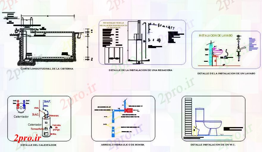 دانلود نقشه جزئیات ساخت و ساز جزئیات تاسیسات هیدرولیک (کد71936)