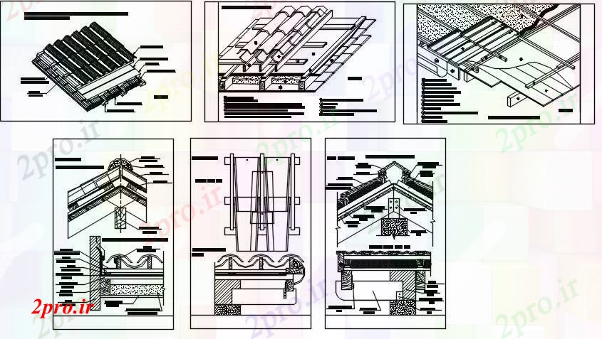 دانلود نقشه جزئیات ساخت و ساز جزئیات سقف (کد71938)