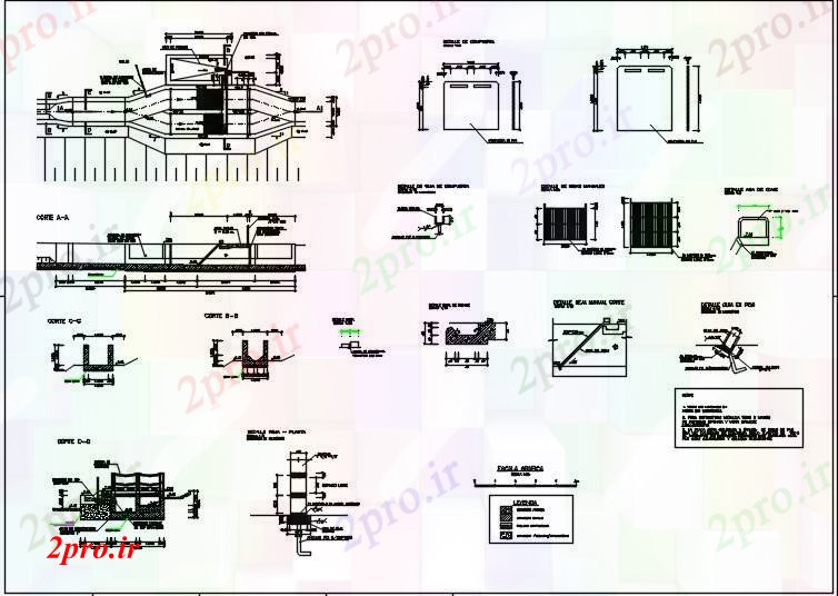 دانلود نقشه جزئیات ساخت و ساز طراحی جزئیات از دروازه و جان پناه دیوار (کد71940)