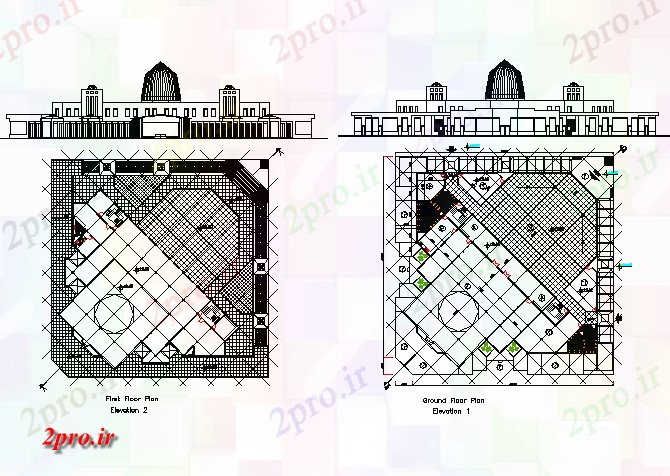 دانلود نقشه بلوک ، آرام ، نماد طرحی مسجد  طراحی (کد71963)