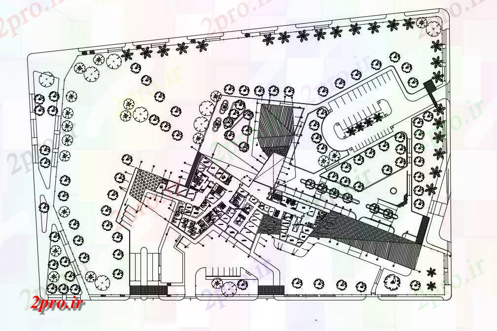 دانلود نقشه بیمارستان -  درمانگاه -  کلینیک بیمارستان طرحی طبقه با ابعاد (کد71994)