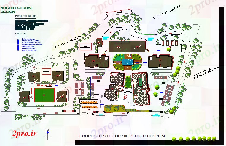دانلود نقشه طرحی معماری بیمارستان (کد72025)