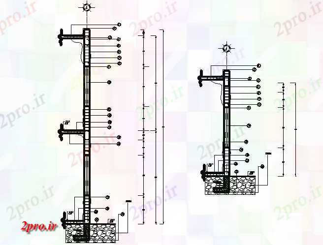 دانلود نقشه جزئیات ساخت و ساز دیوار بخش  طراحی (کد72031)