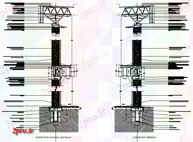 دانلود نقشه جزئیات ساخت و ساز سازه بخش (کد72040)