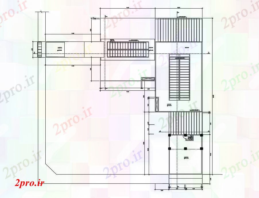 دانلود نقشه هایپر مارکت - مرکز خرید - فروشگاه سقف طرح 40 در 40 متر (کد72046)