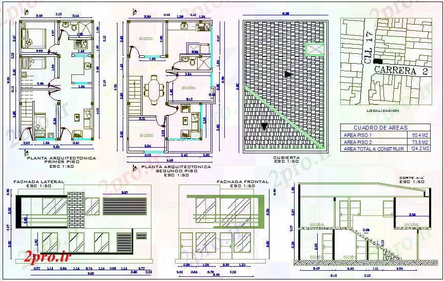 دانلود نقشه مسکونی ، ویلایی ، آپارتمان طرح، نقشه پوشش معماری و نما خانه 6 در 9 متر (کد72107)
