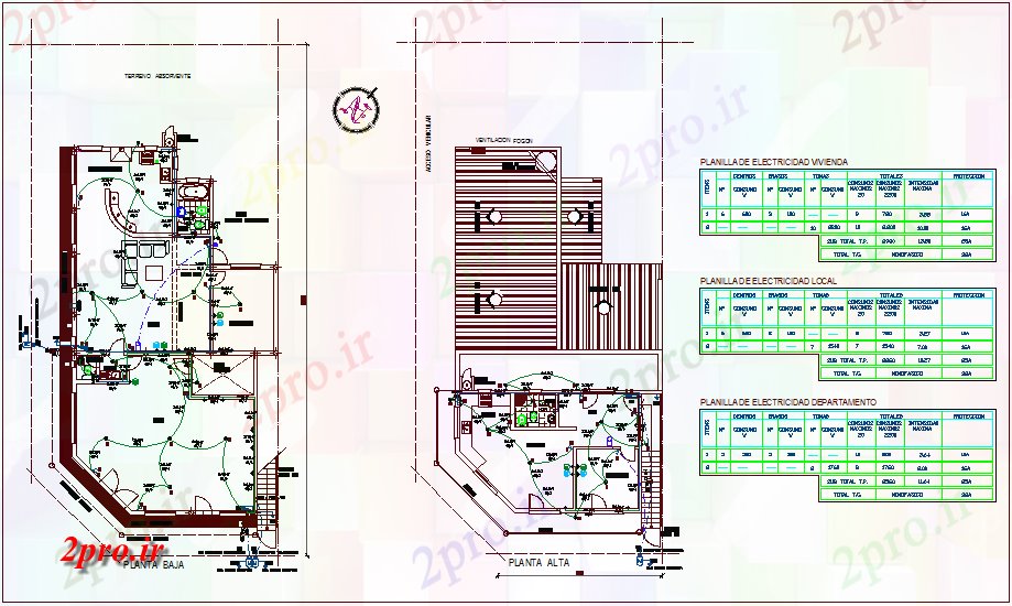 دانلود نقشه معماری طرحی طبقه از خانه با نمای برق با  افسانه آن (کد72134)