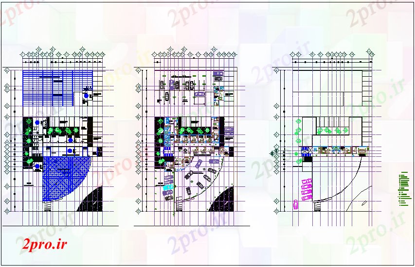دانلود نقشه نمایشگاه ; فروشگاه - مرکز خرید آژانس اتومبیل با طرحی طبقه گاه 27 در 30 متر (کد72163)