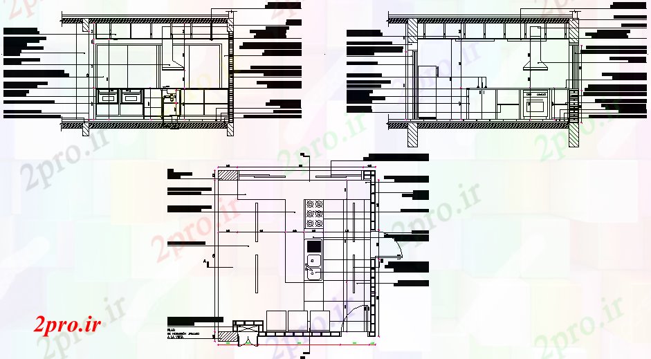 دانلود نقشه آشپزخانه جزئیات آشپزخانه (کد72213)