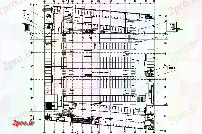دانلود نقشه هایپر مارکت - مرکز خرید - فروشگاه بازار طرحی جزئیات 90 در 95 متر (کد72272)