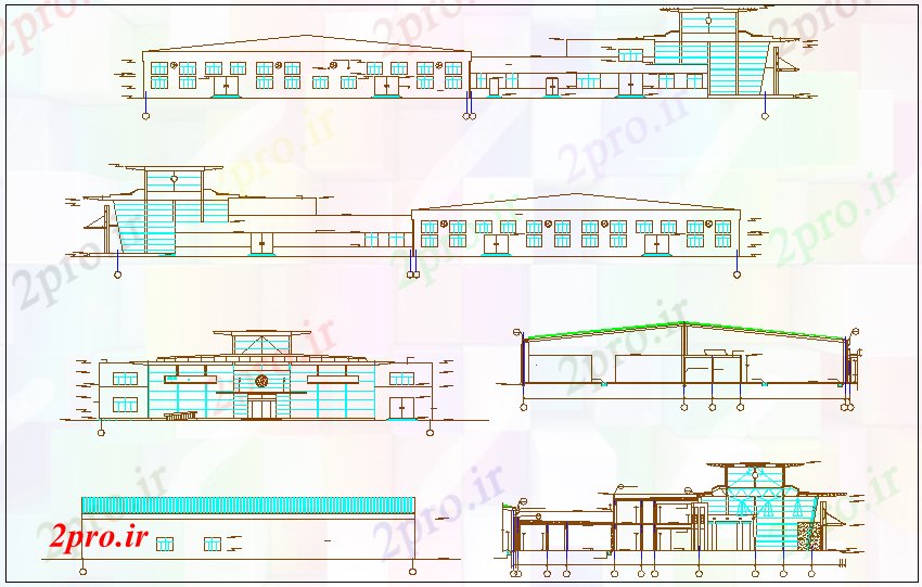 دانلود نقشه نمایشگاه ; فروشگاه - مرکز خرید نما و مختلف بخش محور برای فولکس واگن گاه خودرو 40 در 77 متر (کد72315)