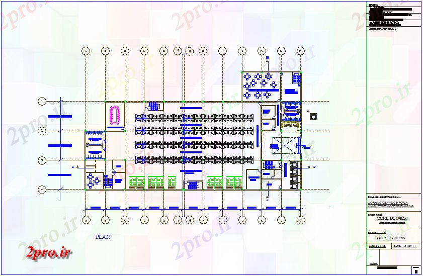 دانلود نقشه شرکت ، دفتر کار ، سازمان ، ادارهطرحی دفتر 48 در 80 متر (کد72333)