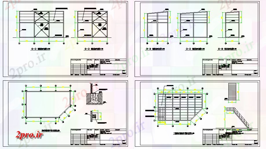 دانلود نقشه جزئیات پایه پایه و اساس ساختار فولادی طراحی شماتیک (کد72359)