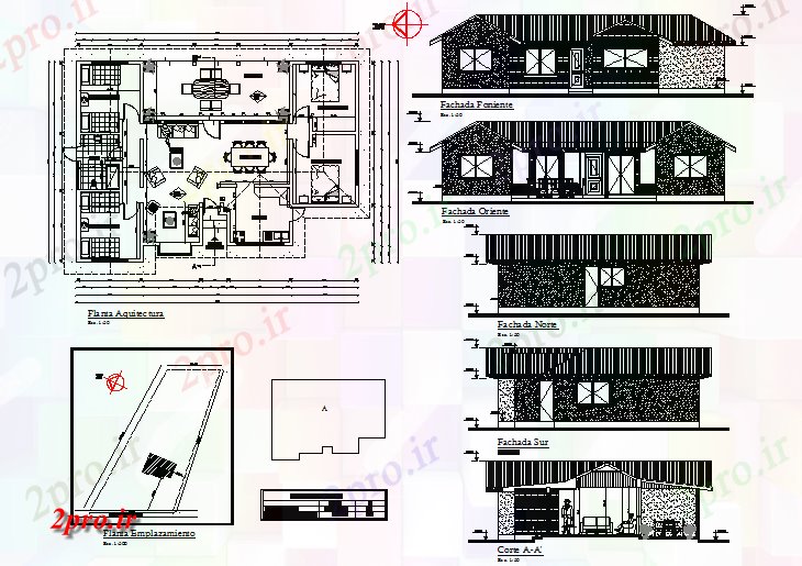 دانلود نقشه مسکونی ، ویلایی ، آپارتمان اسمیت خانه جزئیات 25 در 35 متر (کد72382)