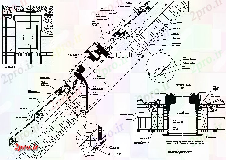 دانلود نقشه جزئیات ساخت و ساز سقف نور بخش جزئیات (کد72385)