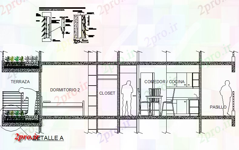دانلود نقشه  خانه مسکونی ، ویلاآشپزخانه و تخت بخش اتاق جزئیات (کد72454)