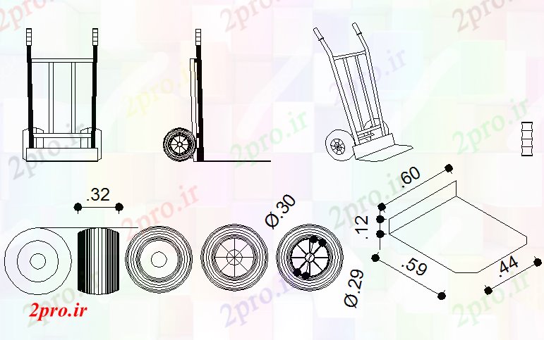 دانلود نقشه بلوک ، آرام ، نماد مختلف چرخ شکل جزئیات بارو (کد72471)