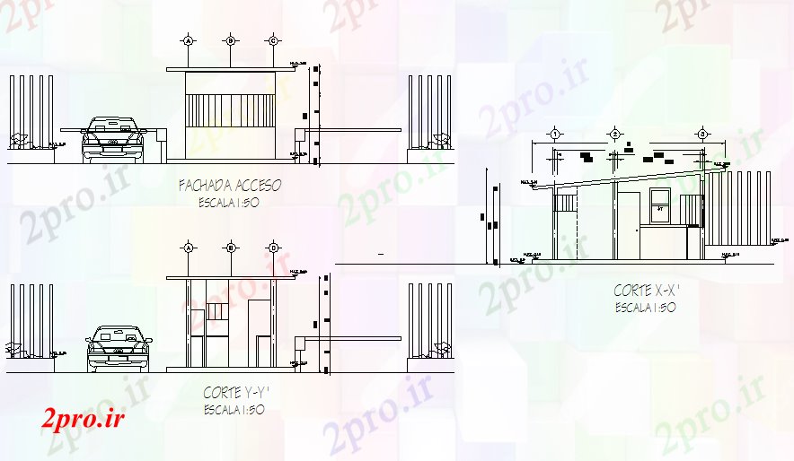 دانلود نقشه مسکونی ، ویلایی ، آپارتمان نما و بخش گارد طرحی خانه جزئیات 8 در 16 متر (کد72494)