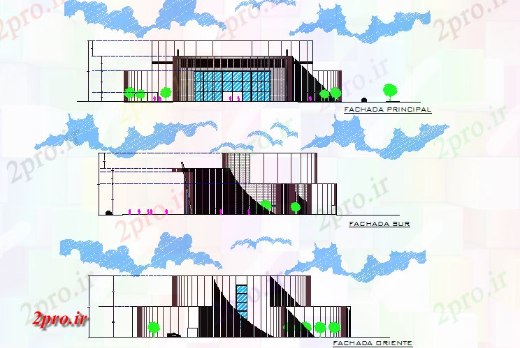 دانلود نقشه تئاتر چند منظوره - سینما - سالن کنفرانس - سالن همایشچند سینمای نما جزئیات 47 در 67 متر (کد72497)