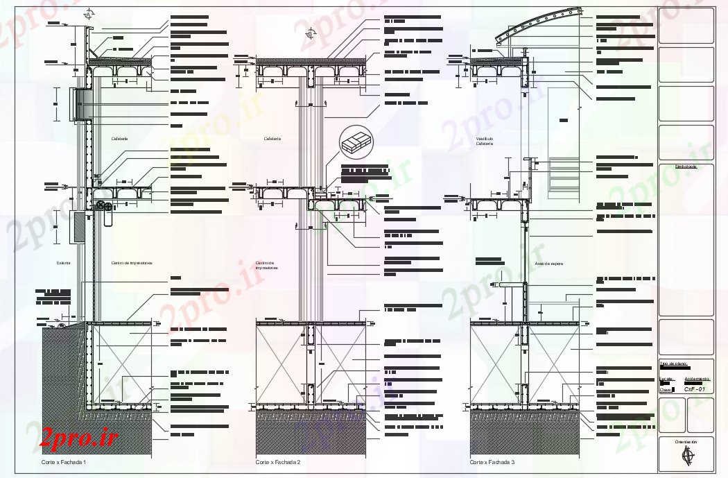 دانلود نقشه پلان مقطعی نماات برش (کد72513)