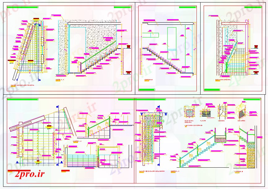 دانلود نقشه  جزئیات آسانسور و    پله (کد72514)