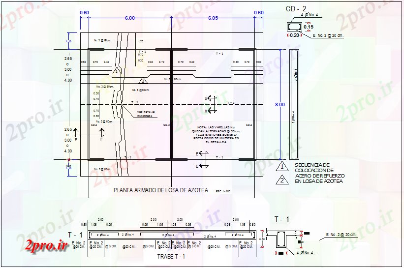 دانلود نقشه جزئیات ساخت و ساز طرحی سقف با  دال ساخت و ساز از کلاس درس پروژه (کد72553)