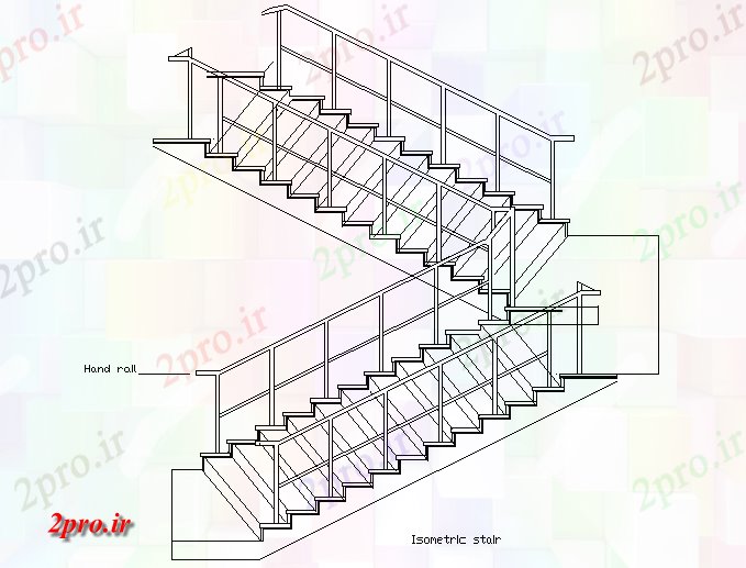 دانلود نقشه جزئیات ساخت و ساز  پله ایزومتریک جزئیات (کد72555)