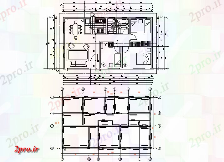 دانلود نقشه مسکونی ، ویلایی ، آپارتمان کار جزئیات خانه 14 در 24 متر (کد72567)