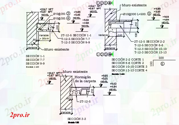 دانلود نقشه جزئیات ساخت و ساز کنسرت ملات جزئیات (کد72582)