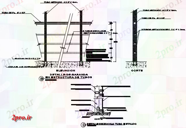 دانلود نقشه جزئیات ساخت و ساز داربست جزئیات (کد72613)