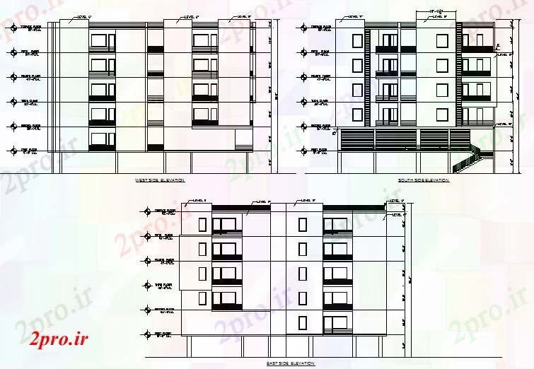 دانلود نقشه مسکونی  ، ویلایی ، آپارتمان  آپارتمان طرحی نما جزئیات (کد72644)