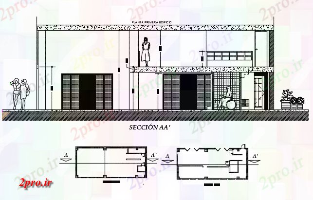 دانلود نقشه ساختمان اداری - تجاری - صنعتی بخش پیتزا فروشی جزئیات 6 در 13 متر (کد72658)