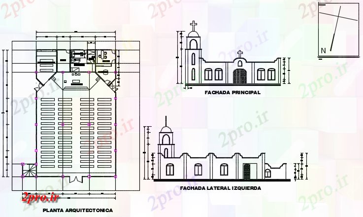 دانلود نقشه ساختمان اداری - تجاری - صنعتی طرحی و نما معبد جزئیات 19 در 29 متر (کد72660)