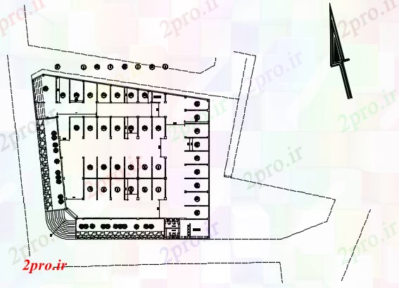 دانلود نقشه ساختمان اداری - تجاری - صنعتی بلوک تقسیم پارک پارکینگ جزئیات 35 در 62 متر (کد72665)