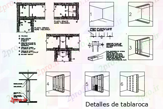 دانلود نقشه جزئیات ساخت و ساز Tablaroca جزئیات (کد72694)