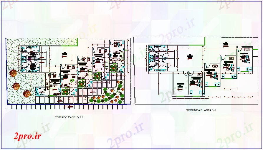 دانلود نقشه کلینیک  اولین و طرحی طبقه دوم درمانگاه (کد72699)