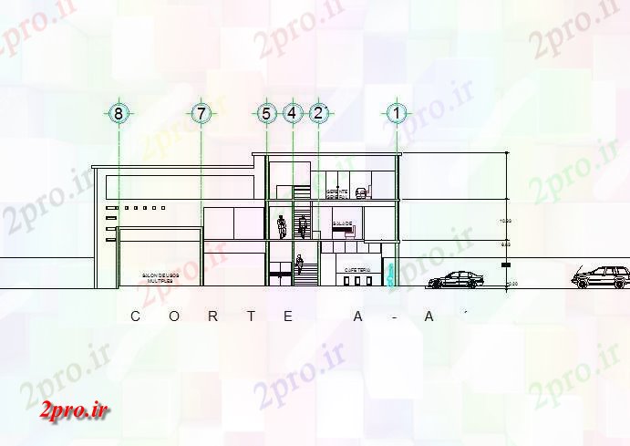 دانلود نقشه ساختمان اداری - تجاری - صنعتی بخش اداری ساخت جزئیات 27 در 29 متر (کد72757)