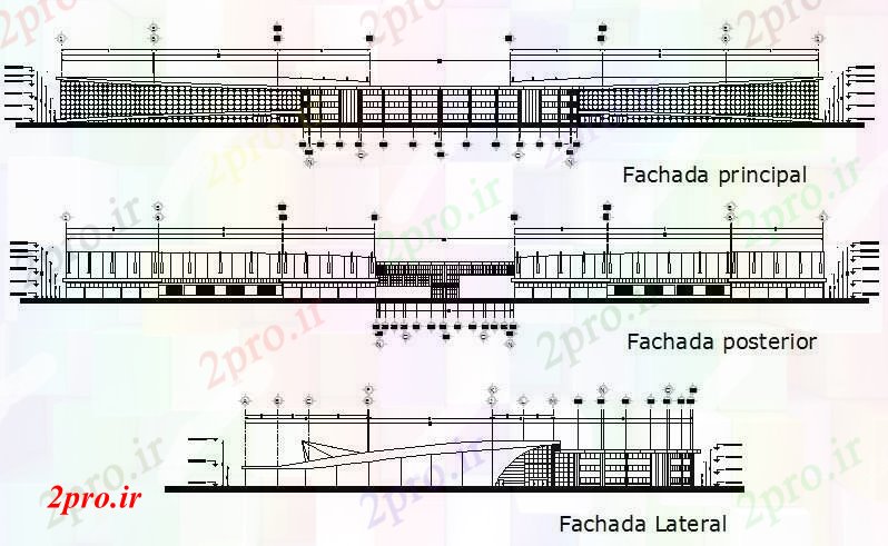 دانلود نقشه ساختمان اداری - تجاری - صنعتی نما از کنوانسیون جزئیات مرکز (کد72780)