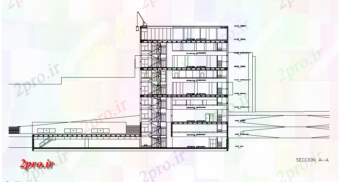 دانلود نقشه ساختمان دولتی ، سازمانی جزئیات بخش از کتابخانه عمومی 45 در 50 متر (کد72803)