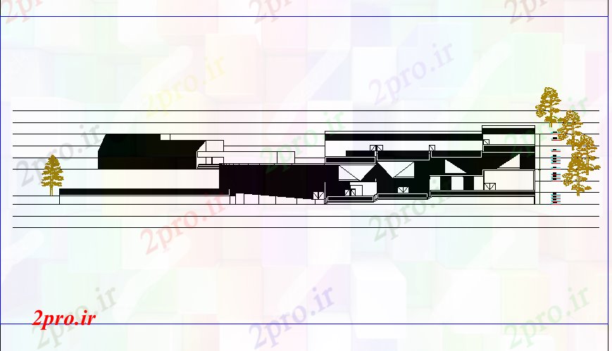 دانلود نقشه ساختمان دولتی ، سازمانی جزئیات نما کتابخانه عمومی 36 در 81 متر (کد72815)